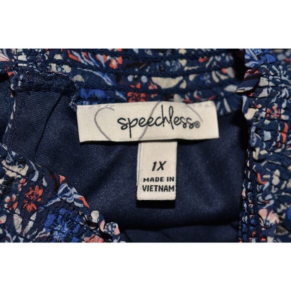 SPEECHLESS NEW $79 Floral Ruffle Trim High Neck Keyhole‎ Shift Dress 1X - Picture 5 of 5